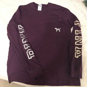 Pink Victoria’s Secret burgundy long sleeve T-shirt. Size Small